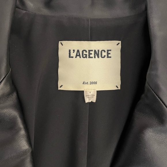 L’AGENCE 🖤 Black Lambskin Leather Cropped Blazer - Size 6 - Picture 9 of 11